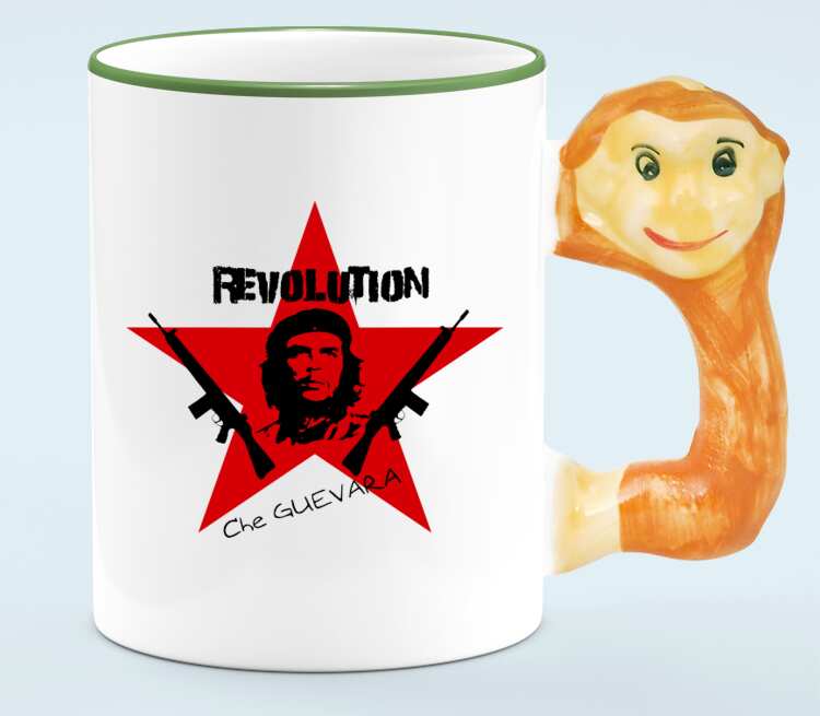 Revolution кружка с ручкой в виде обезьяны (цвет: белый + светло-зеленый)