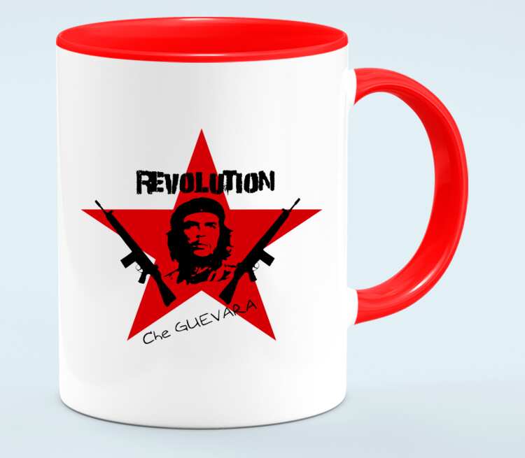 Revolution кружка двухцветная (цвет: белый + красный)
