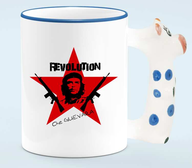 Revolution кружка с ручкой в виде коровы (цвет: белый + синий)