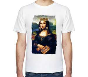 Мона Лиза в стиле Dolce and Gabbana мужская футболка с коротким рукавом (цвет: белый)