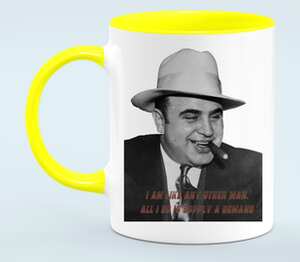 Аль Капоне кружка двухцветная (цвет: белый + желтый)