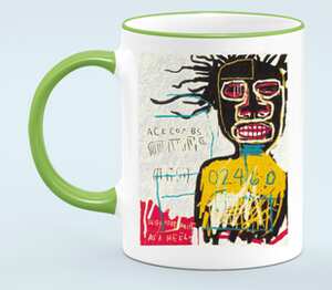 Jean-Michel Basquiat кружка с кантом (цвет: белый + светло-зеленый)