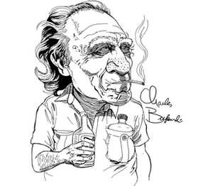 Чарльз Буковски (Charles Bukowski) кружка двухцветная (цвет: белый + черный)