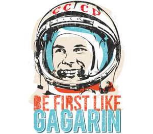 Юрий Гагарин - be first like Gagarin кружка хамелеон двухцветная (цвет: белый + оранжевый)