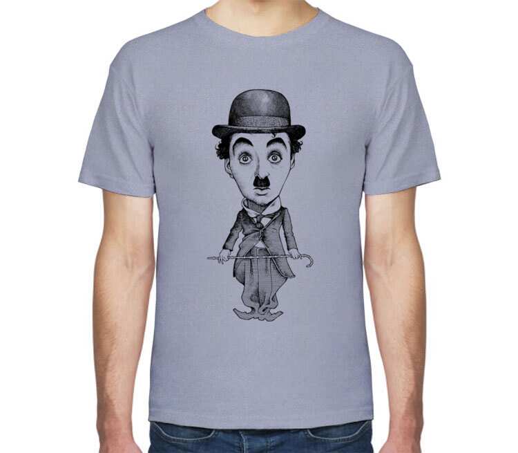 Charlie Chaplin мужская футболка с коротким рукавом (цвет: голубой меланж)