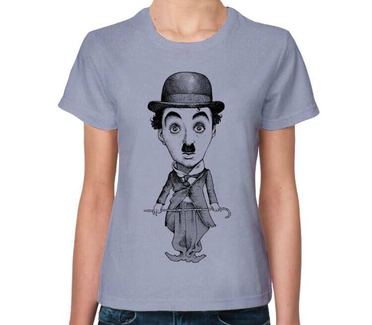 Charlie Chaplin женская футболка с коротким рукавом (цвет: голубой меланж)
