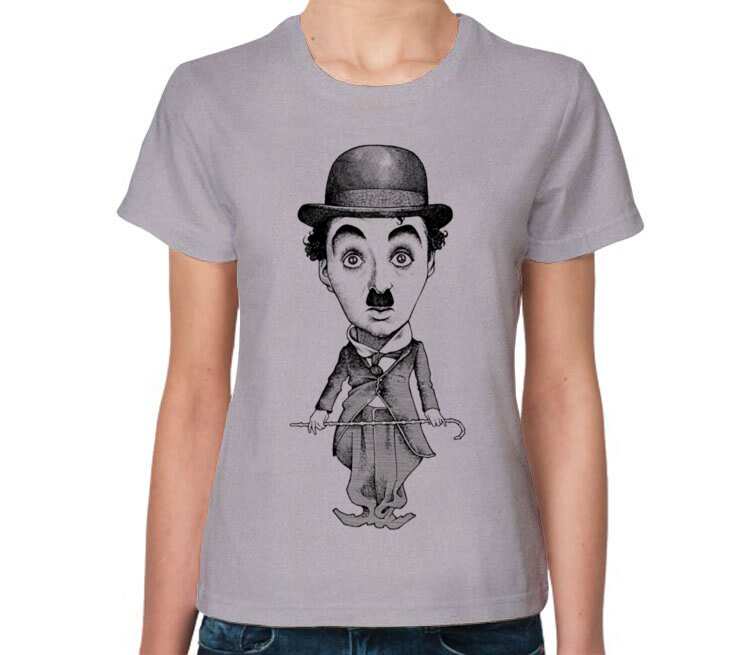Charlie Chaplin женская футболка с коротким рукавом (цвет: серый меланж)