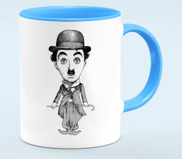 Charlie Chaplin кружка двухцветная (цвет: белый + голубой)