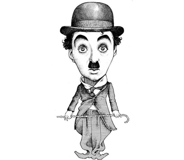 Charlie Chaplin кружка с ложкой в ручке (цвет: белый + оранжевый)