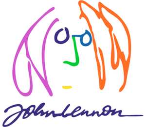 Джон Леннон кружка с кантом (цвет: белый + синий)