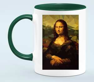 Мона Лиза (Mona Lisa) кружка двухцветная (цвет: белый + зеленый)