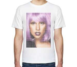  Леди Гага - точечный арт мужская футболка с коротким рукавом (цвет: белый)