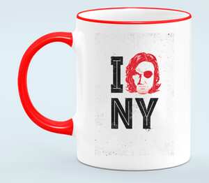 Escape from New York / Побег из Нью Йорка кружка с кантом (цвет: белый + красный)