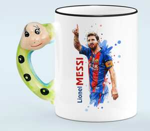 Месси Лионель (Lionel Messi) кружка с ручкой в виде змеи (цвет: белый + черный)