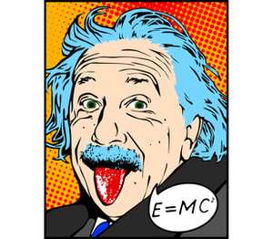 Эйнштейн показывает язык кружка с кантом (цвет: белый + черный)