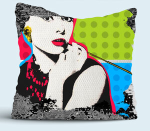 Одри Хепбёрн подушка с пайетками (цвет: белый + черный)