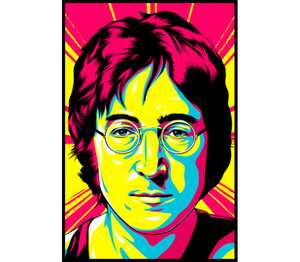 Джон Леннон кружка с кантом (цвет: белый + розовый)