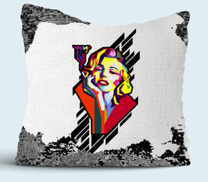 Мерлин Монро подушка с пайетками (цвет: белый + черный)