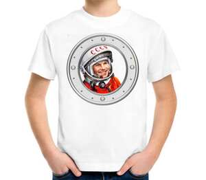 Юрий Гагарин детская футболка с коротким рукавом (цвет: белый)