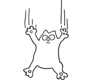 Кот Саймона царапается кружка с кантом (цвет: белый + синий)