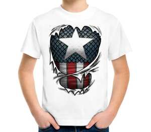 Капитан Америка детская футболка с коротким рукавом (цвет: белый)