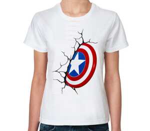 Капитан-Америка женская футболка с коротким рукавом (цвет: белый)