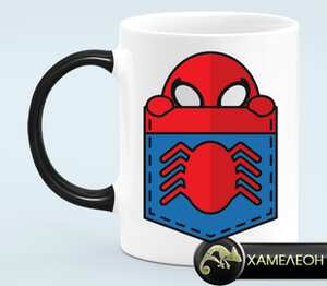 Человек-паук (Spider-man) кружка хамелеон (цвет: белый + черный)