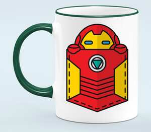 Iron Man (Железный человек) кружка с кантом (цвет: белый + зеленый)