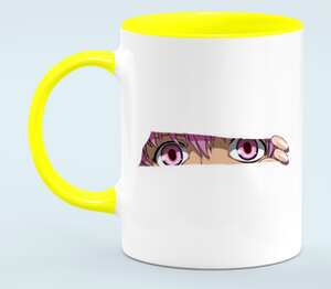 Anime eyes кружка двухцветная (цвет: белый + желтый)