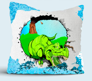 Динозавр подушка с пайетками (цвет: белый + синий)