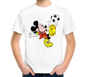 Микки Маус футболист детская футболка с коротким рукавом (цвет: белый)