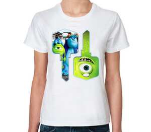 Mike & Sulley: Monsters, Inc женская футболка с коротким рукавом (цвет: белый)