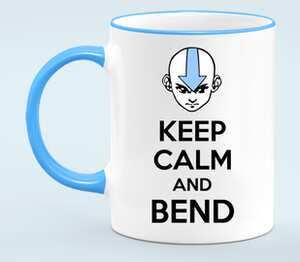 Keep Calm and Bend кружка с кантом (цвет: белый + голубой)