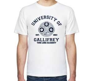 Доктор Кто - University of Gallifrey Time Lord Academy est. 1963 мужская футболка с коротким рукавом (цвет: белый)