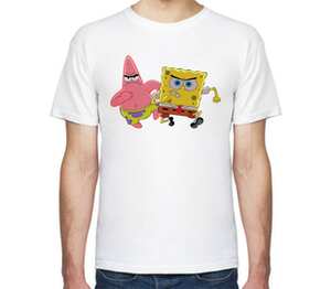 Спанч Боб и Патрик мужская футболка с коротким рукавом (цвет: белый)