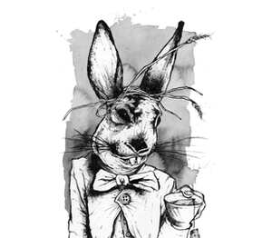 Сумасшедший кролик кружка с кантом (цвет: белый + желтый)