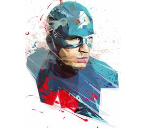 Супергерой Капитан Америка кружка хамелеон (цвет: белый + синий)