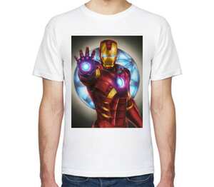Тони старк - Железный человек мужская футболка с коротким рукавом (цвет: белый)