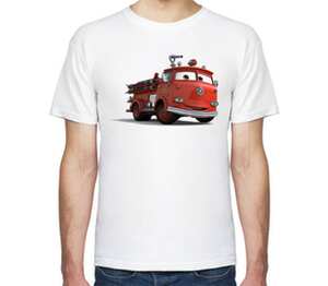 Финли - пожарная машинка (Finli) мужская футболка с коротким рукавом (цвет: белый)