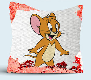 Джерри (Том и Джерри) подушка с пайетками (цвет: белый + красный)
