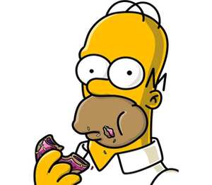 Гомер Симпсон с пончиком кружка двухцветная (цвет: белый + синий)
