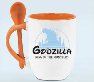Disney Godzilla кружка с ложкой в ручке (цвет: белый + оранжевый)