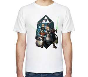 Кроссовер: Legend of Zelda х Звездные Войны мужская футболка с коротким рукавом (цвет: белый)