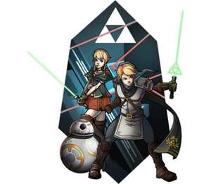 Кроссовер: Legend of Zelda х Звездные Войны мужская футболка с коротким рукавом (цвет: белый)