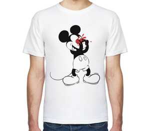 Mickey Mouse Bloody Eyes On White мужская футболка с коротким рукавом (цвет: белый)