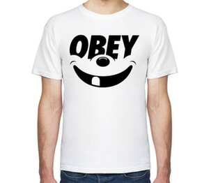 Микки без зуба (Obey) мужская футболка с коротким рукавом (цвет: белый)