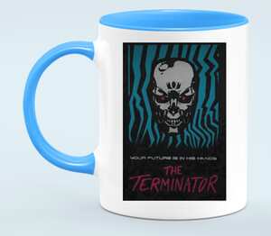 Terminator кружка двухцветная (цвет: белый + голубой)