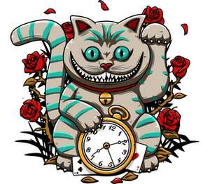 Чеширский Кот (Алиса в Стране чудес) кружка с кантом (цвет: белый + красный)