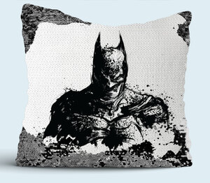 Бэтмен подушка с пайетками (цвет: белый + черный)