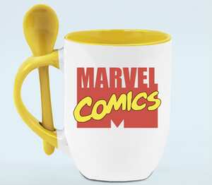 Marvel Comics кружка с ложкой в ручке (цвет: белый + желтый)